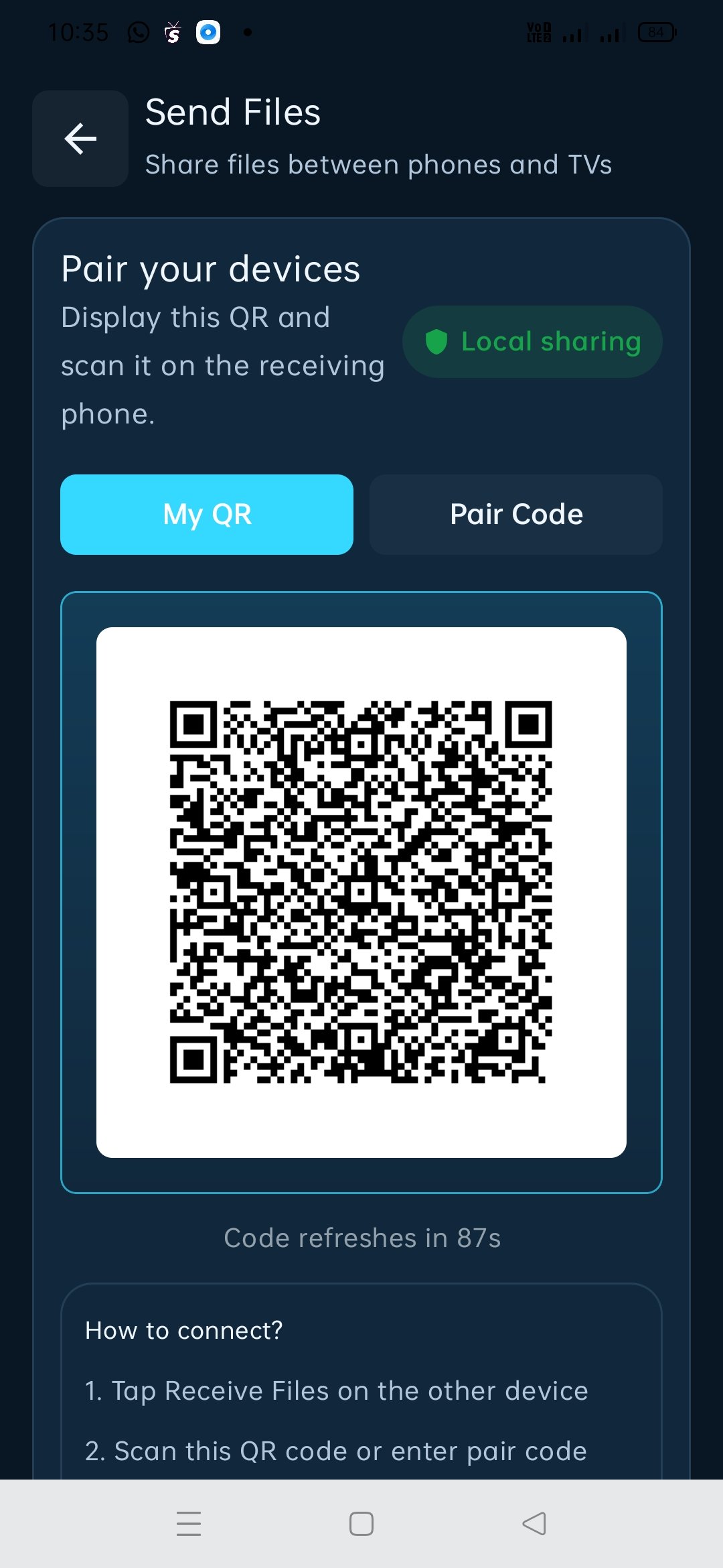 VyoraShare mobile pairing